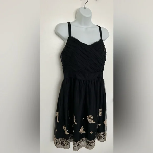 ANTHROPOLOGIE | ANNA SUI DRESS | Color: Black-Gold | Size:12 - Picture 7 of 16